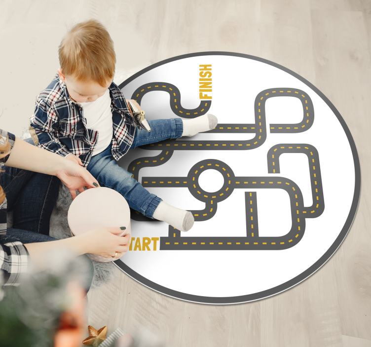 Látványos kerek gyerek vinyl szőnyeg várossal - TenStickers