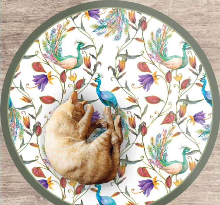 Elbűvölő páva virágok vinil szőnyeg virágok és növények - TenStickers