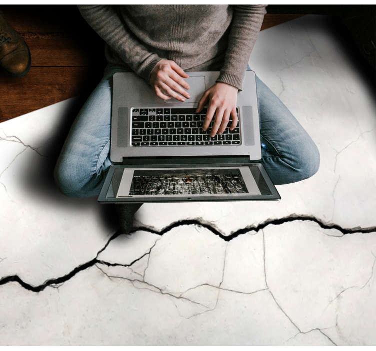 Gyűrött fehér utánzat márvány vinil szőnyeg - TenStickers