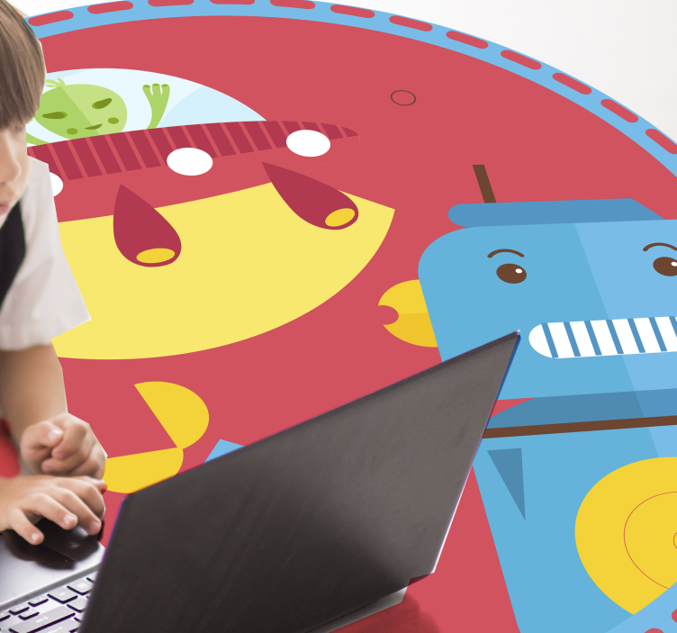 Háború idegen robot rajzfilm gyerekekkel vinyl szőnyeg - TenStickers
