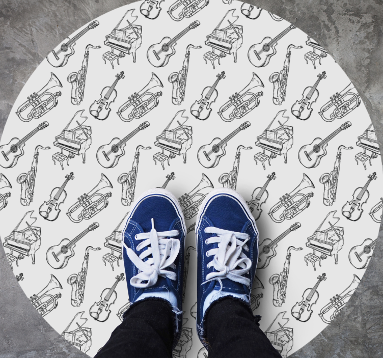 Hangszerek motívuma Vinil szőnyeg kör alakú - TenStickers