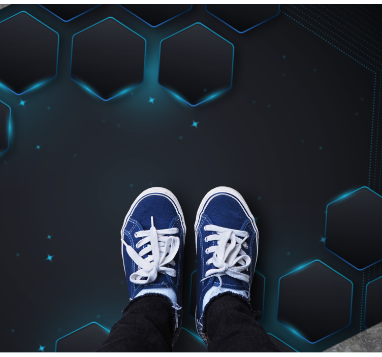 Kék hatszögletű elrendezés vinil szőnyeg geometriai - TenStickers