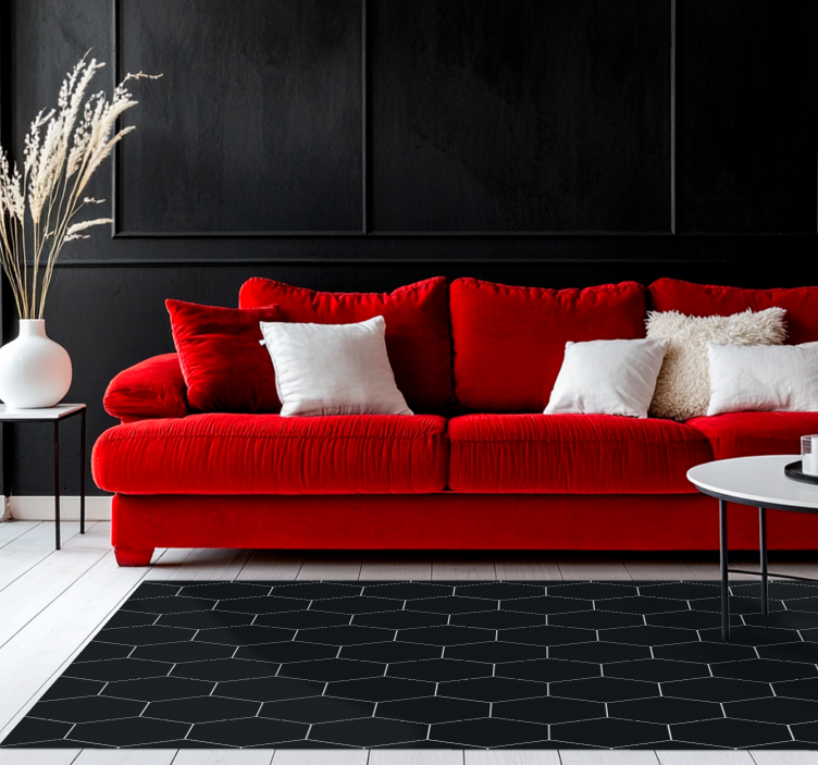 Hatszögletű mozaik Vinil szőnyeg fekete - TenStickers