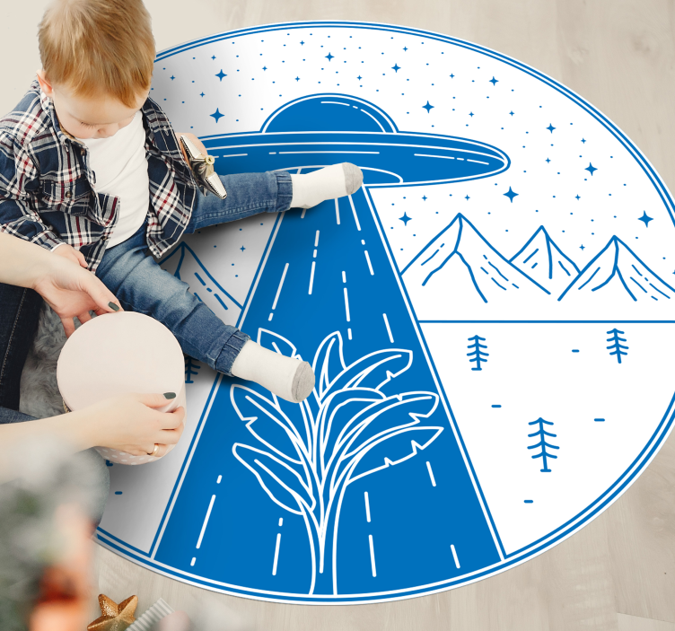 Hegyek és ufo jellegű vinyl szőnyeg - TenStickers