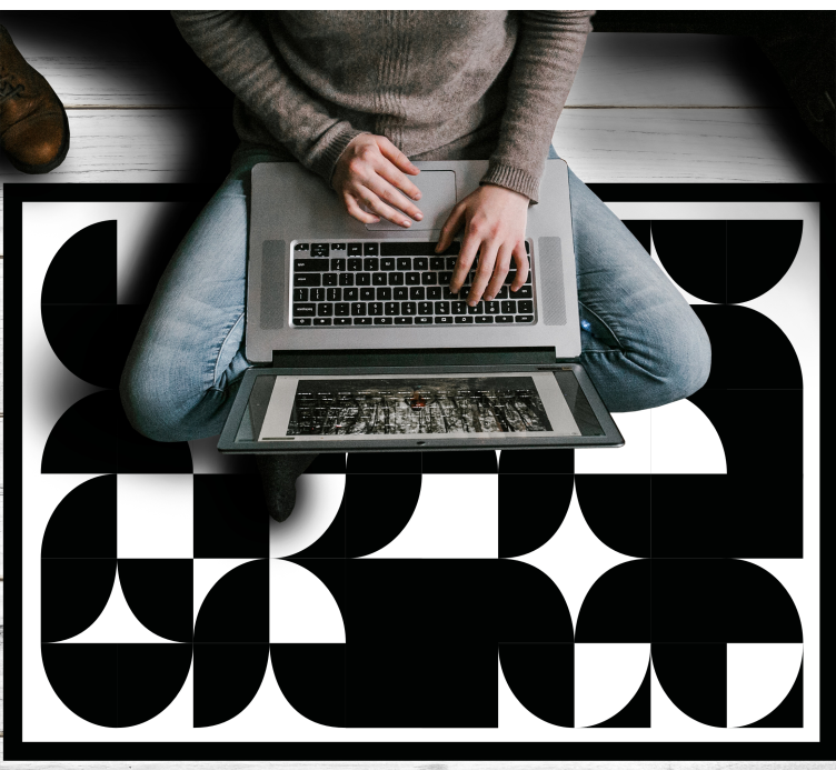 ívelt fekete formák vinil szőnyeg geometriai - TenStickers