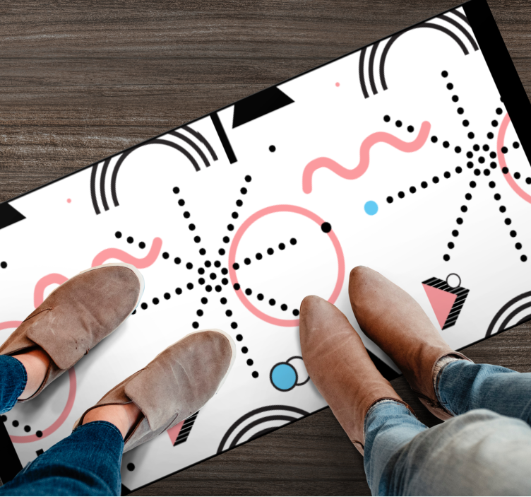 Fehér geometrikus minta vinil szőnyeg modern - TenStickers