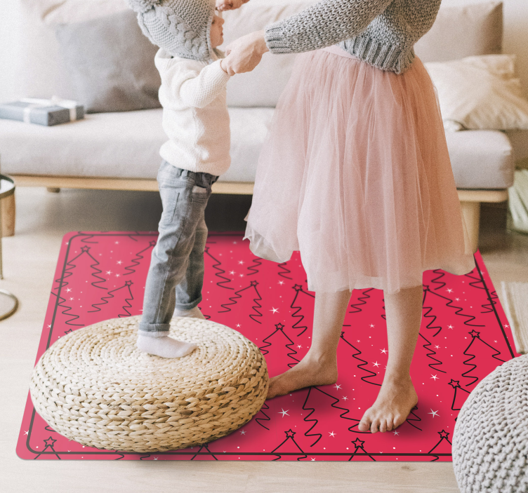 Karácsonyfa vonal vinil hálószoba szőnyeg - TenStickers