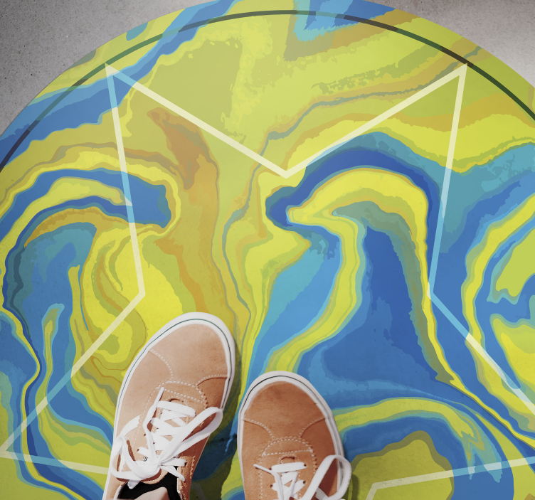 Kék és sárga csillag vinil szőnyeg - TenStickers