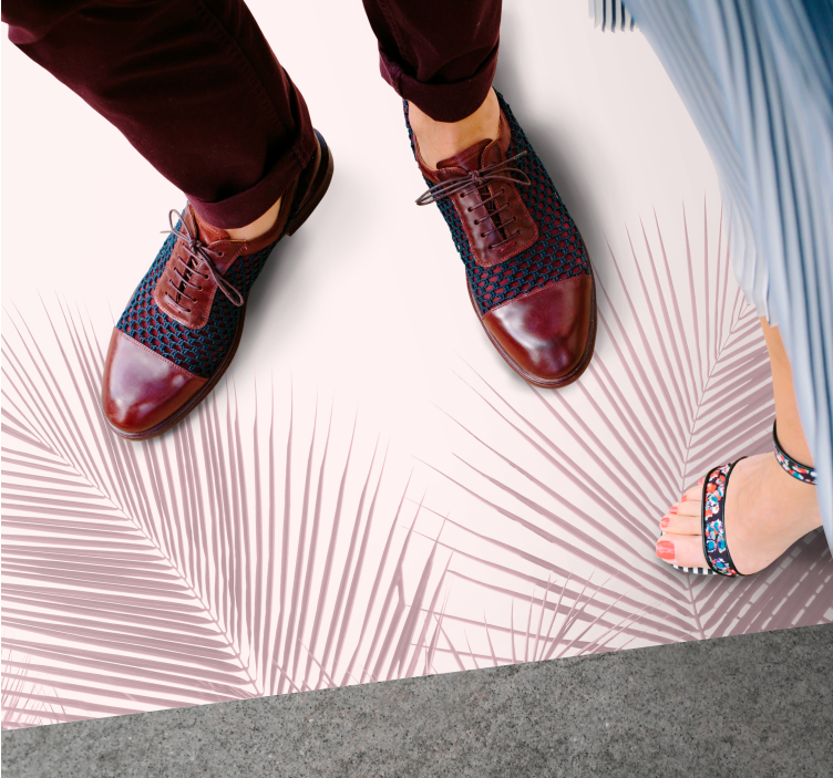 Kawaii stílusú rózsaszín pálmalevél virágos szőnyeg - TenStickers