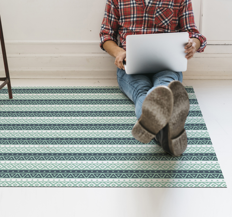 Kék etnikai csíkos bakelit szőnyeg - TenStickers