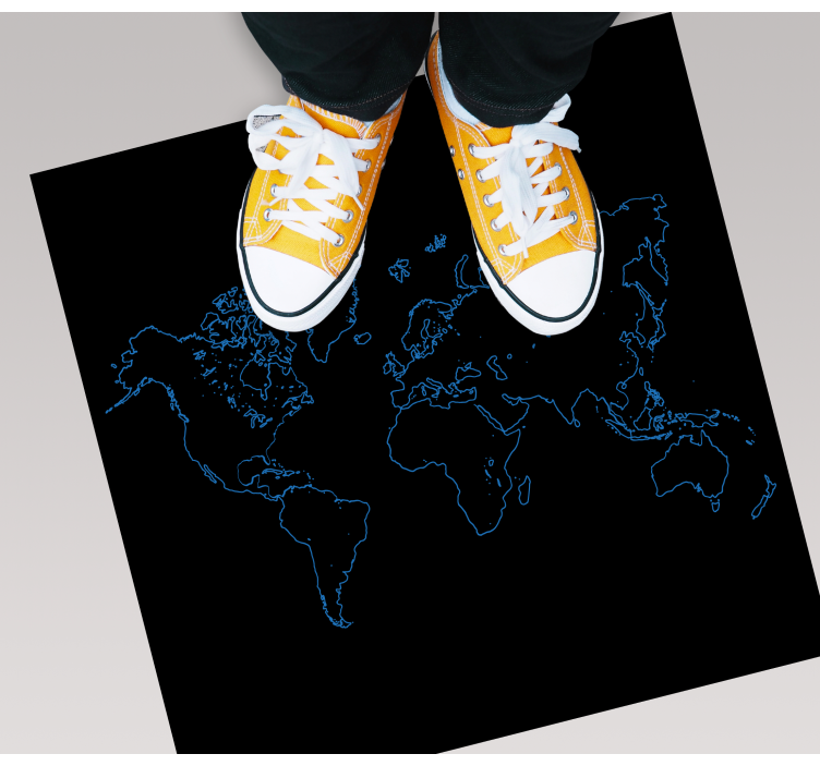 Kék körvonal a fekete konyhai padlószőnyegen - TenStickers