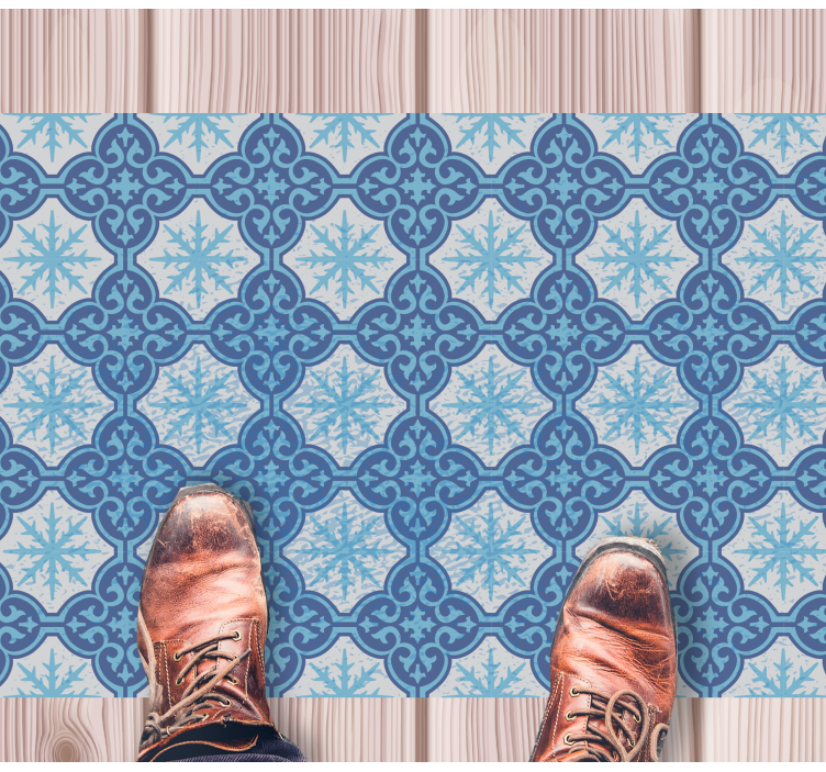 Kék négyzetek vintage szőnyeg - TenStickers