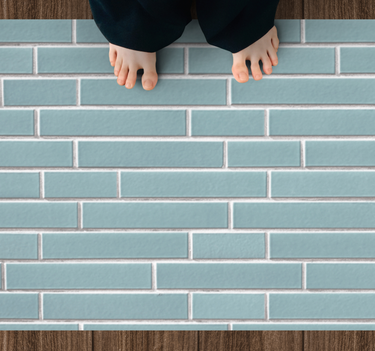 Kék tégla motívum vinil szőnyeg fürdő esetében - TenStickers