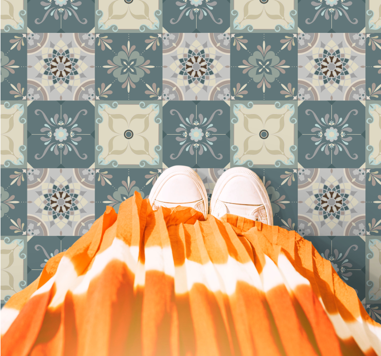 Kék vintage stílusú mozaik csempe szőnyeg - TenStickers