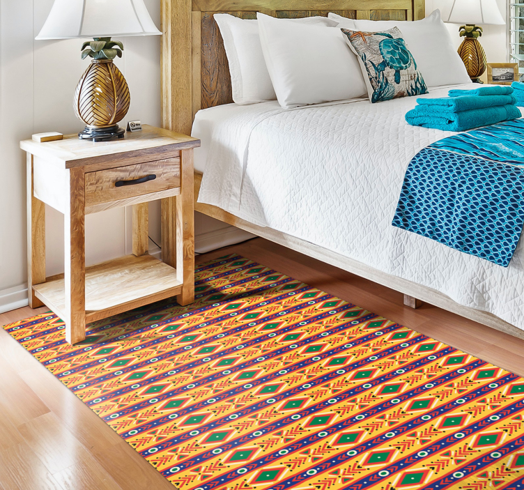 Kék, zöld, sárga törzsi afrikai etnikai szőnyeg - TenStickers