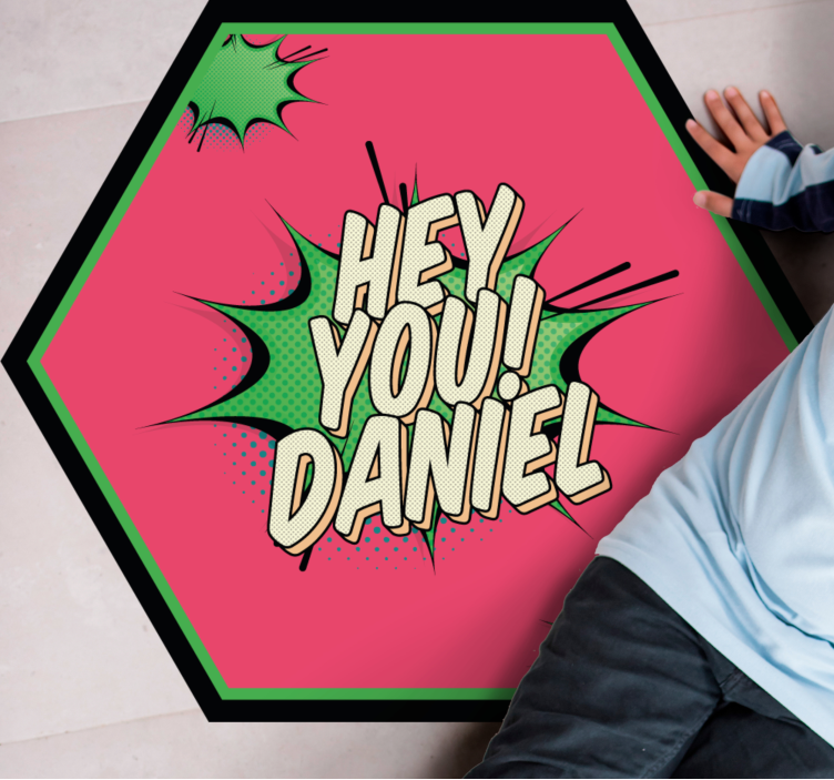 Képregény stílusú üdvözlet Vinil szőnyeg nevekkel - TenStickers