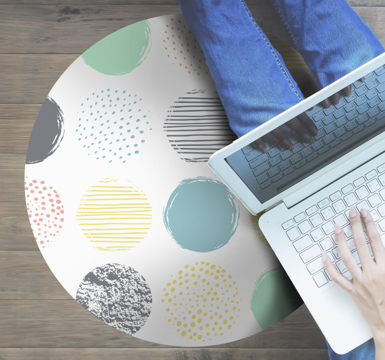 Kerek vinilszőnyeg pontok pasztell tónusokban - TenStickers