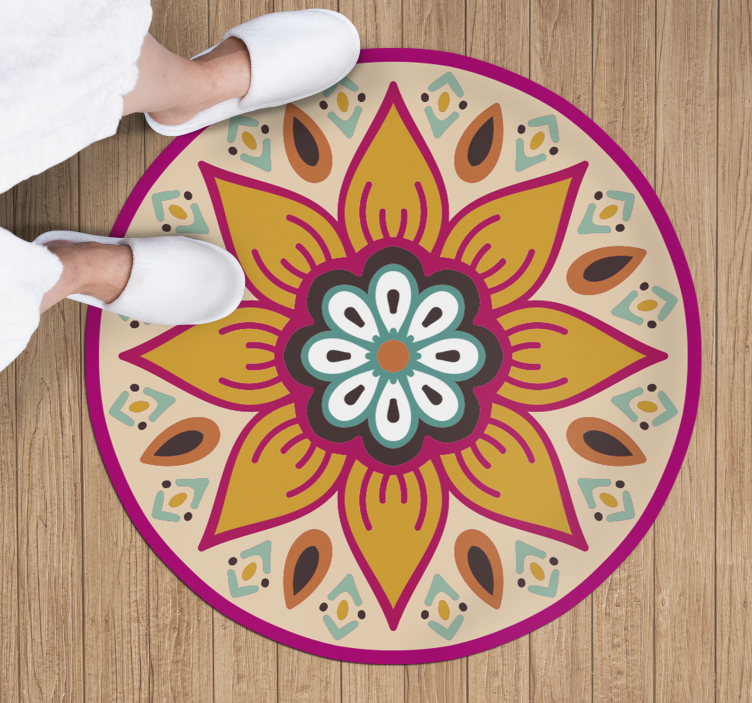 Pompás kerek virág mandala vinyl szőnyeg - TenStickers