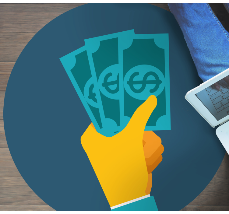 Kézben tartó készpénz vinil szőnyeg mások - TenStickers