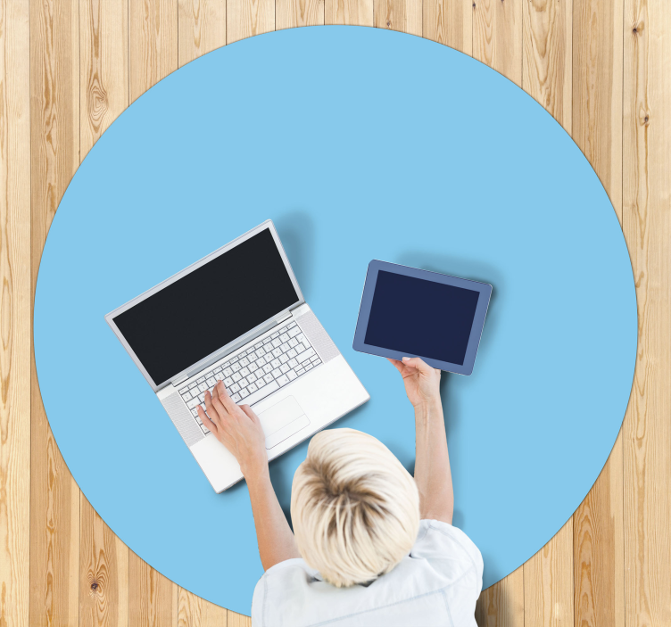 Kör alakú egyszínű kialakítás Vinil szőnyeg kék - TenStickers