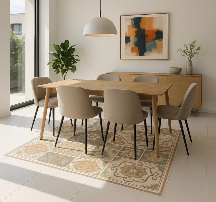 Különböző méretű cementlapok Vinil szőnyeg nappali - TenStickers