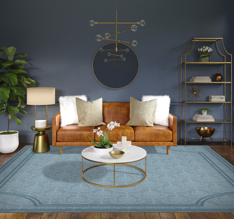 Lágy kék barokk vinil szőnyeg étkező - TenStickers