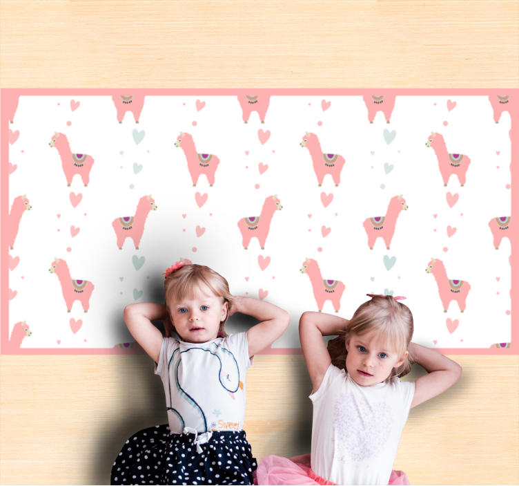 Láma szerelmi minta vinil szőnyeg óvodák - TenStickers