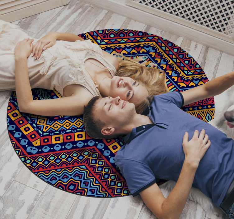 Lekerekített mintás etnikai vinil szőnyeg - TenStickers