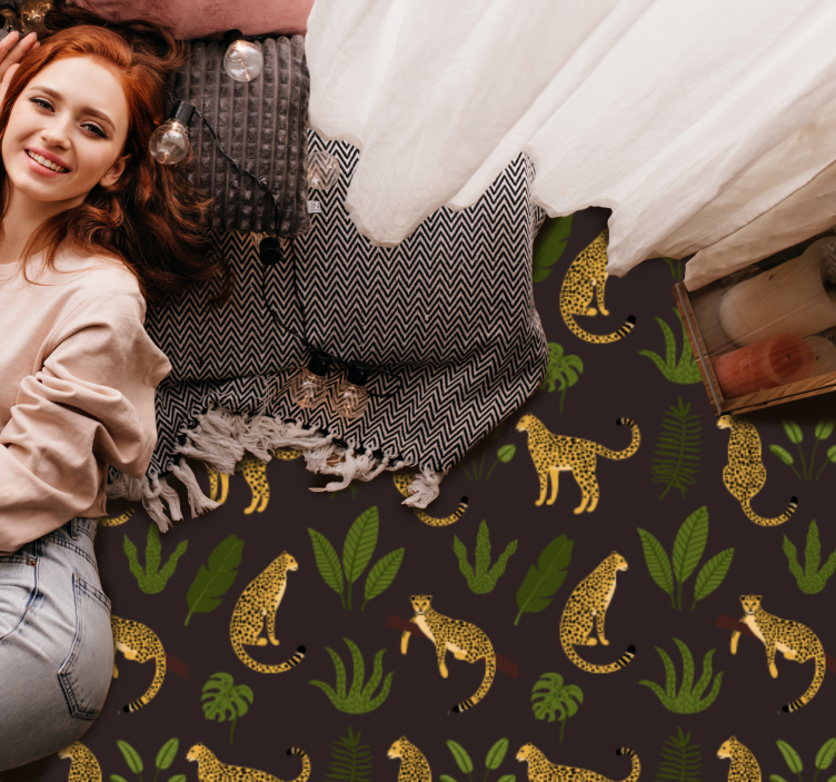 Leopárd levél minta vinil szőnyeg állatnyomat - TenStickers