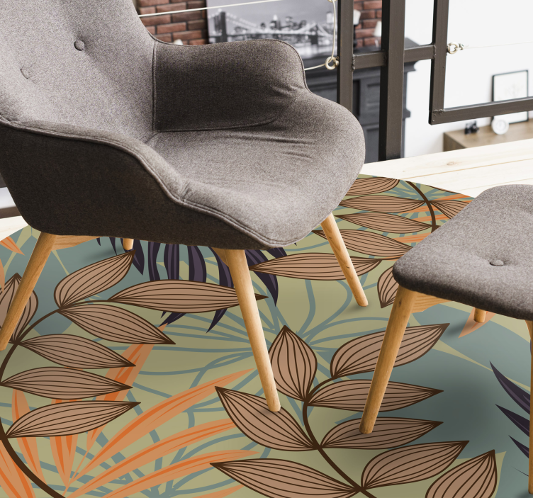 Levelek ágak virágos vinil szőnyeg - TenStickers