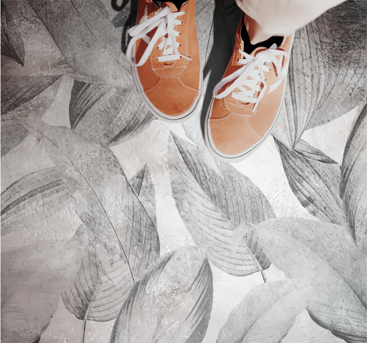 Leveles monokróm minta vinil szőnyeg virágok és növények - TenStickers