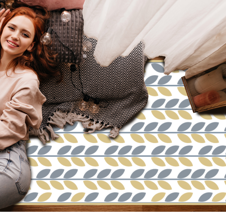 Levélmintás csíkos vinil szőnyeg természet - TenStickers