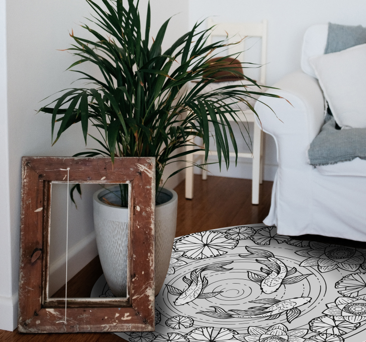 Lótusz és koi ponty virágszőnyeg - TenStickers