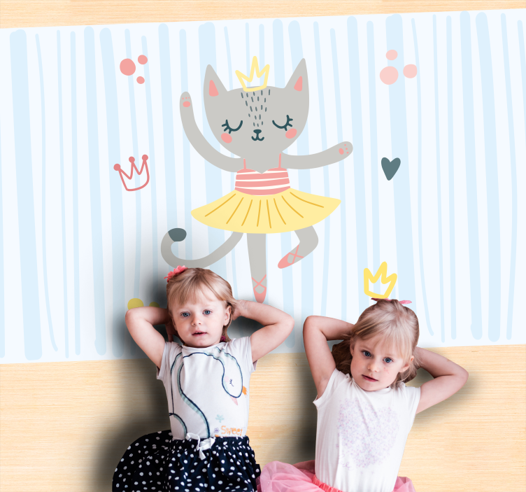 Macska balerina rajzfilm kör alakú szőnyeg - TenStickers