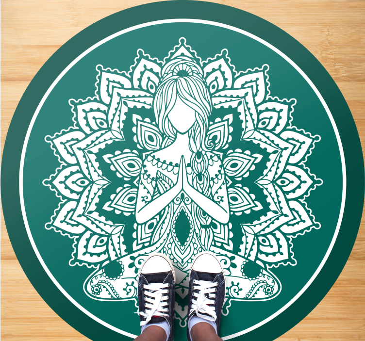 Mandala meditáló nővel mandala vinil szőnyeg - TenStickers