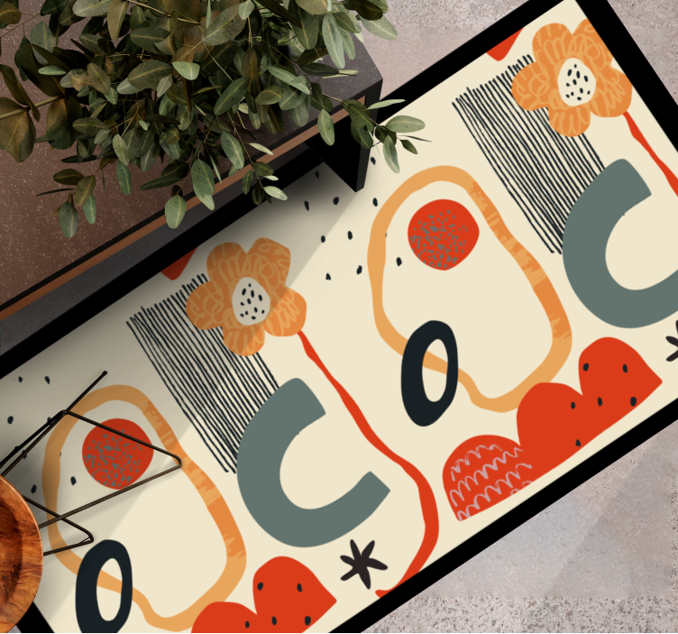 Merész virágos elemek vinil szőnyeg modern - TenStickers