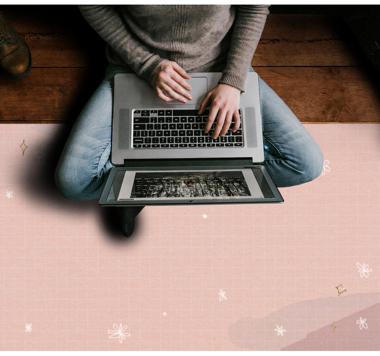 Minimalista bézs dizájn vinil szőnyeg csillagok - TenStickers