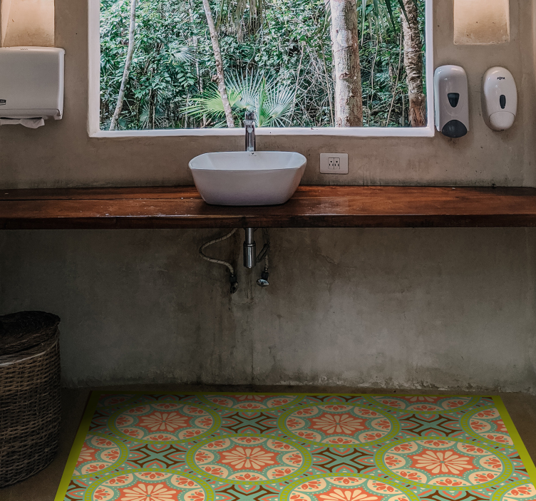 Négyzet alakú perzsa zöld mozaik padlólapok - TenStickers