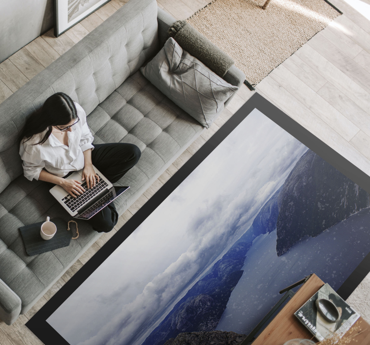 Norvég fjord kék víz jellegű vinil szőnyeg - TenStickers