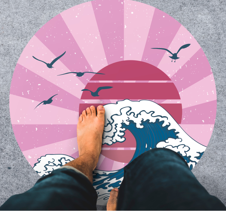 Kanagawa rózsaszín hullám vinil szőnyeg geometriai - TenStickers