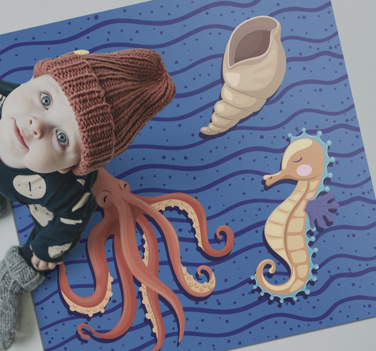 óceáni állatok játékidő vinil szőnyeg gyerekek - TenStickers