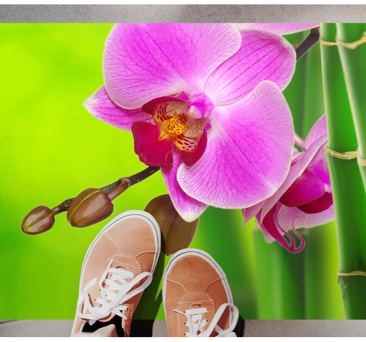 Orchidea és bambusz virágos vinil szőnyeg - TenStickers