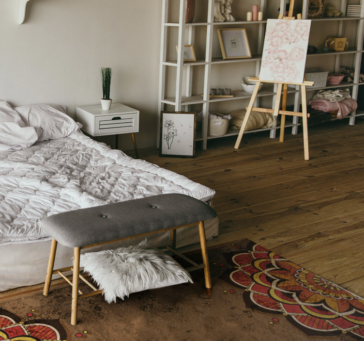 őszi fél mandalák mandala vinyl szőnyeg - TenStickers