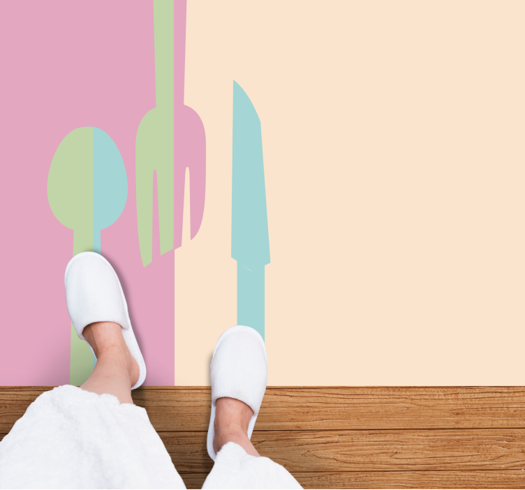 Pasztell színű edények konyhai padlólapok - TenStickers