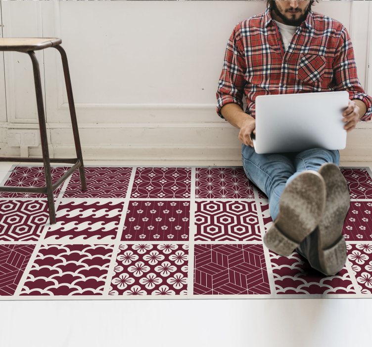 Piros cserép mintás vinil szőnyeg - TenStickers