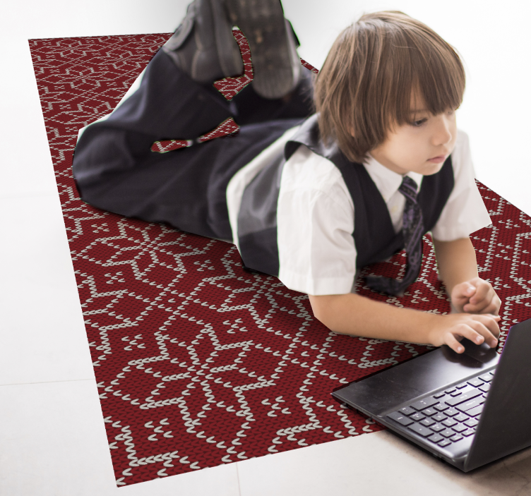 Piros és fehér hópehely karácsonyi vinyl szőnyeg - TenStickers