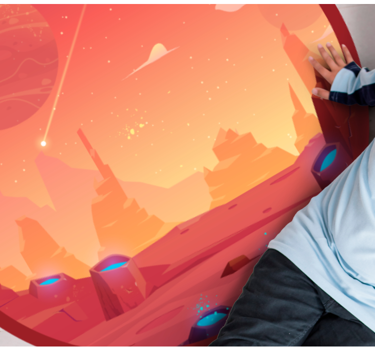 Piros és sárga rajzfilm space star vinyl szőnyeg - TenStickers