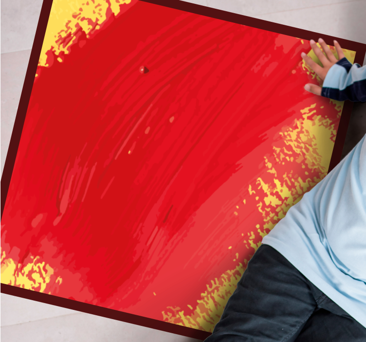 Piros festék sárga háttér négyzet alakú vinil szőnyeg - TenStickers