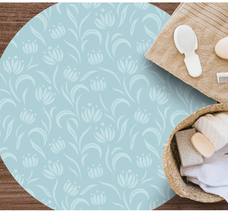 Kék lágy minta vinil szőnyeg virágok és növények - TenStickers