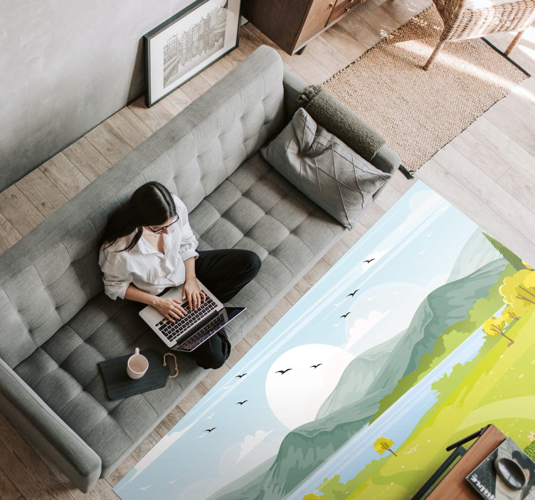 Rajzfilm hegyi táj vinil szőnyeg - TenStickers